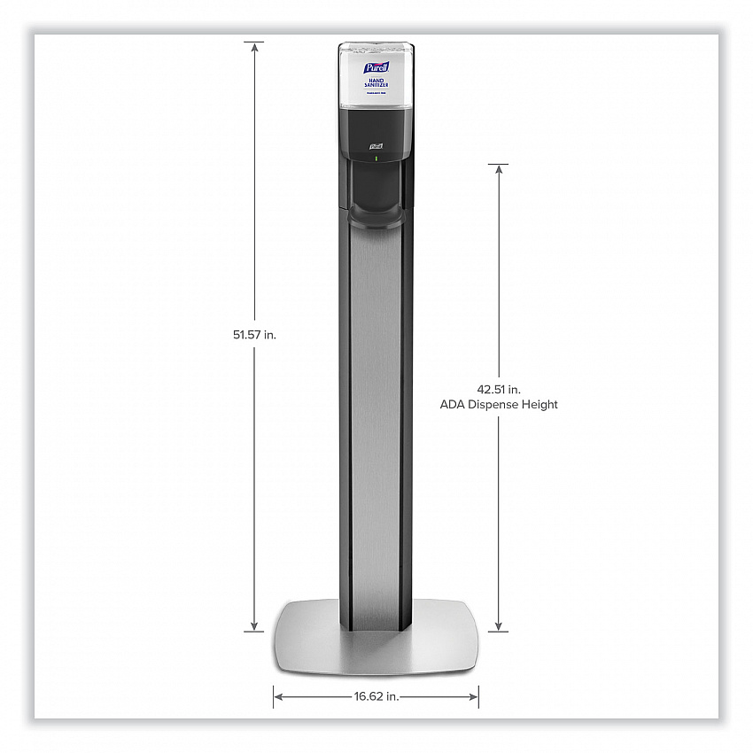 MESSENGER ES8 Silver Panel Floor Stand with Dispenser, 1,200 mL, 16.75 x 6 x 40, Silver/Graphite (7318DSSLV)