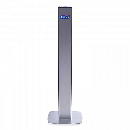 MESSENGER ES8 Silver Panel Floor Stand with Dispenser, 1,200 mL, 16.75 x 6 x 40, Silver/Graphite (7318DSSLV)