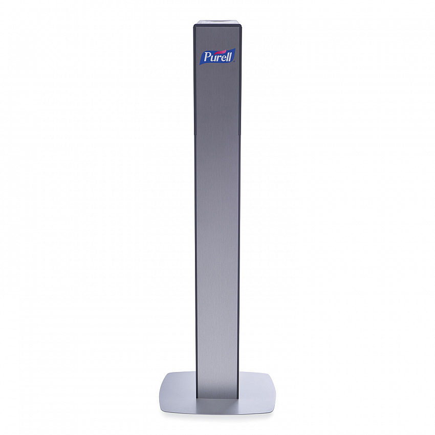 MESSENGER ES8 Silver Panel Floor Stand with Dispenser, 1,200 mL, 16.75 x 6 x 40, Silver/Graphite (7318DSSLV)