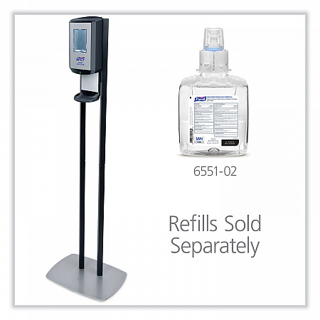 CS6 Hand Sanitizer Floor Stand with Dispenser, 1,200 mL, 13.5 x 5 x 28.5, Graphite/Silver (7416DS)