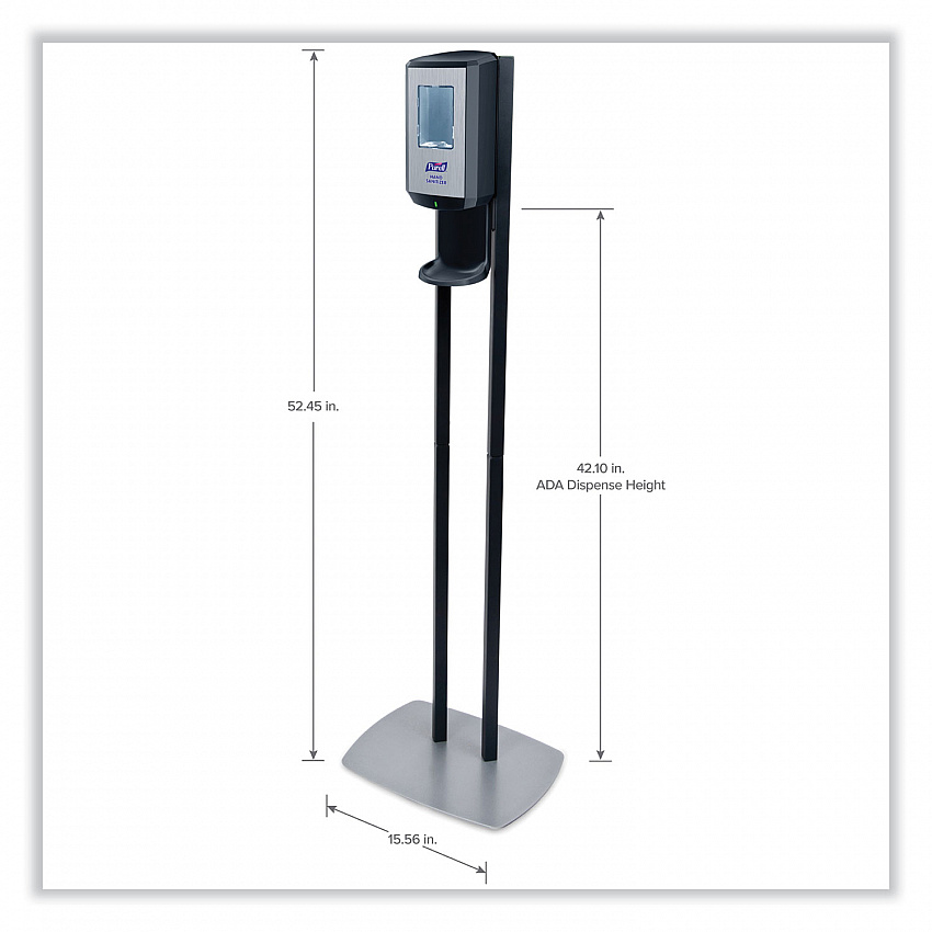 CS6 Hand Sanitizer Floor Stand with Dispenser, 1,200 mL, 13.5 x 5 x 28.5, Graphite/Silver (7416DS)