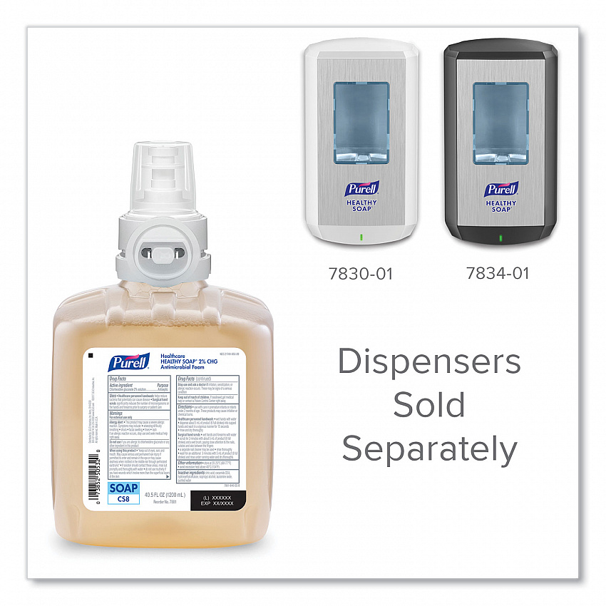Healthy Soap 2.0% CHG Antimicrobial Foam Refill for CS8 Dispensers, Fragrance-Free, 1,200 mL, 2/Carton (788102)