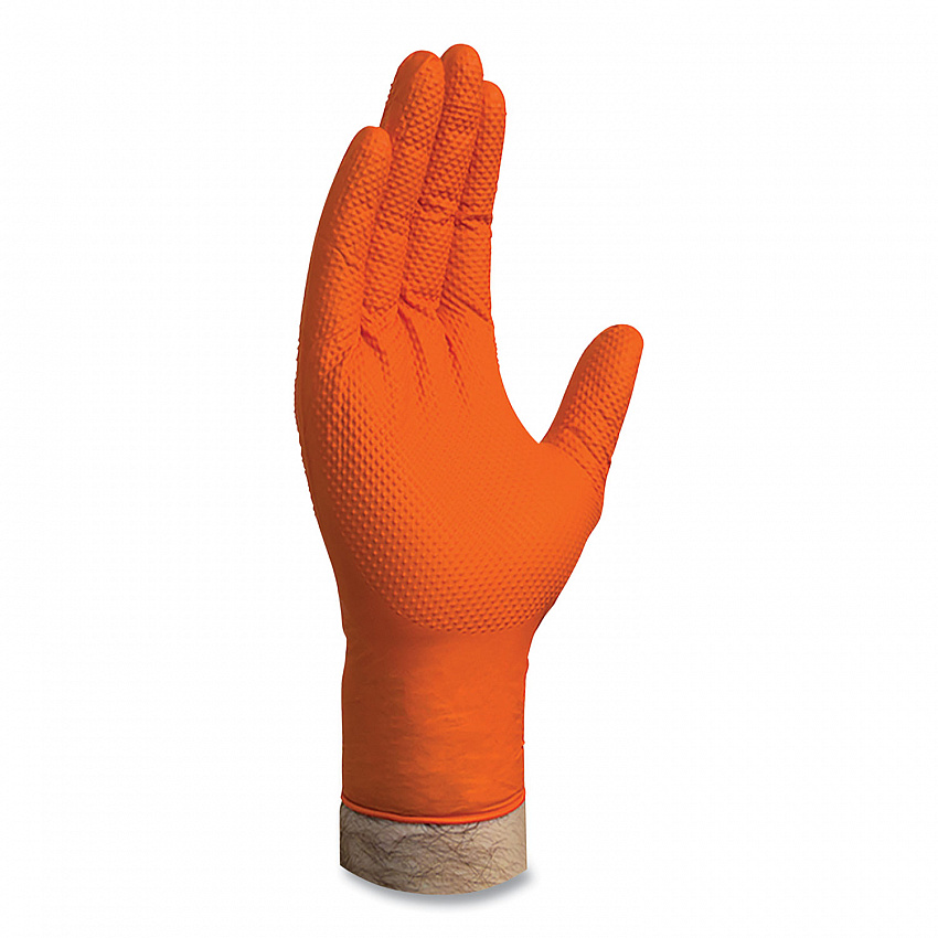 Heavy-Duty Industrial Nitrile Gloves, Powder-Free, Medium, 8 mil Thick, 9.5" Long, Orange, 100/Box (GWON44100)
