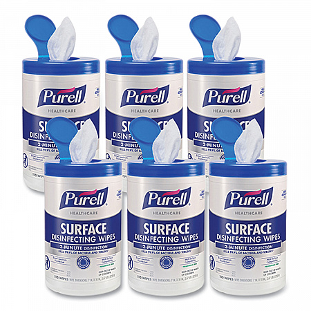 Healthcare Surface Disinfecting Wipes, 1-Ply, 7 x 10, Unscented, White, 110 Wipes/Canister, 6 Canisters/Carton (934006)