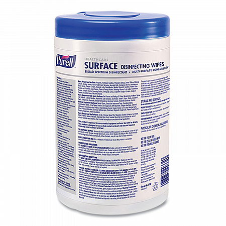 Healthcare Surface Disinfecting Wipes, 1-Ply, 7 x 10, Unscented, White, 110 Wipes/Canister, 6 Canisters/Carton (934006)