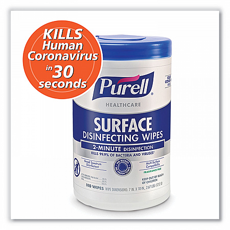 Healthcare Surface Disinfecting Wipes, 1-Ply, 7 x 10, Unscented, White, 110 Wipes/Canister, 6 Canisters/Carton (934006)