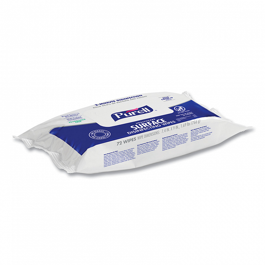 Healthcare Surface Disinfecting Wipes, 1-Ply, 7 x 10, Unscented, White, 72/Pack (937012)