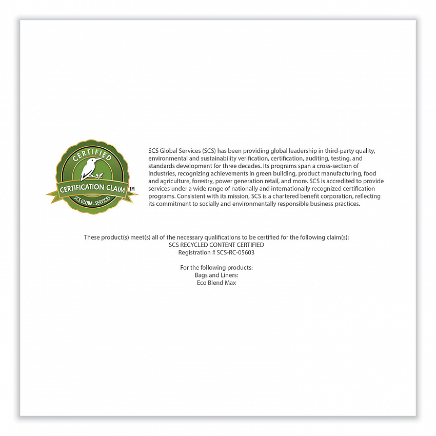 Eco Blend Max Can Liners, 33 gal, 0.8 mil, 33" x 39", Green, 25 Bags/Roll, 8 Rolls/Carton (L6639TEER1)
