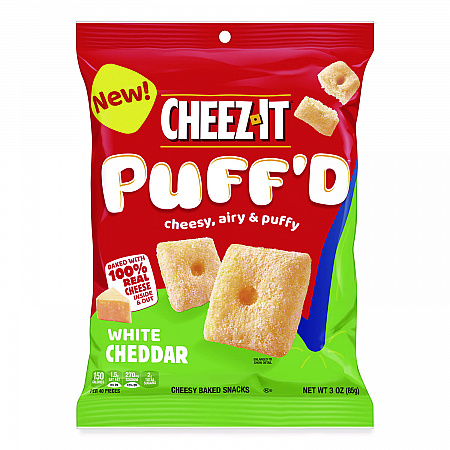 Puff'd Crackers, White Cheddar, 3 oz Bag, 6/Carton (00024)
