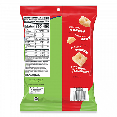 Puff'd Crackers, White Cheddar, 3 oz Bag, 6/Carton (00024)