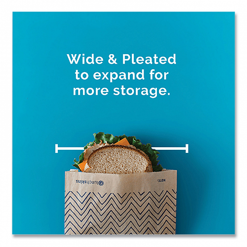 XL Sandwich Bag with Resealable Stickers, 7.1" x 2" x 9.1", Black Stripes/Natural Kraft, 50/Box (860000586764)