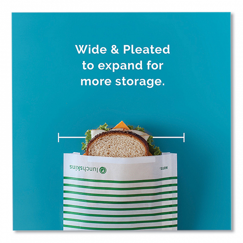 Paper Sandwich Bag, XL Sandwich, 7.1" x 2" x 9.4", Green Stripes/White, 50/Box (865772000494)
