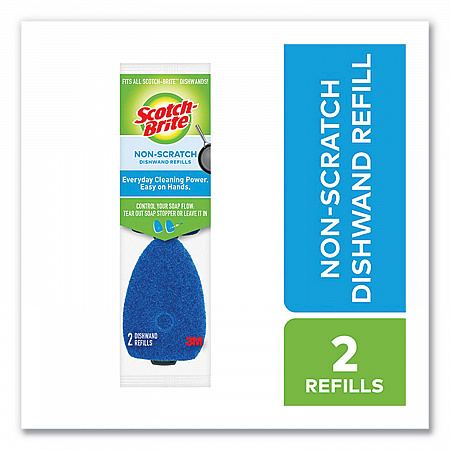 Non-Scratch Dishwand Refills, Blue, 2/Pack (48312)