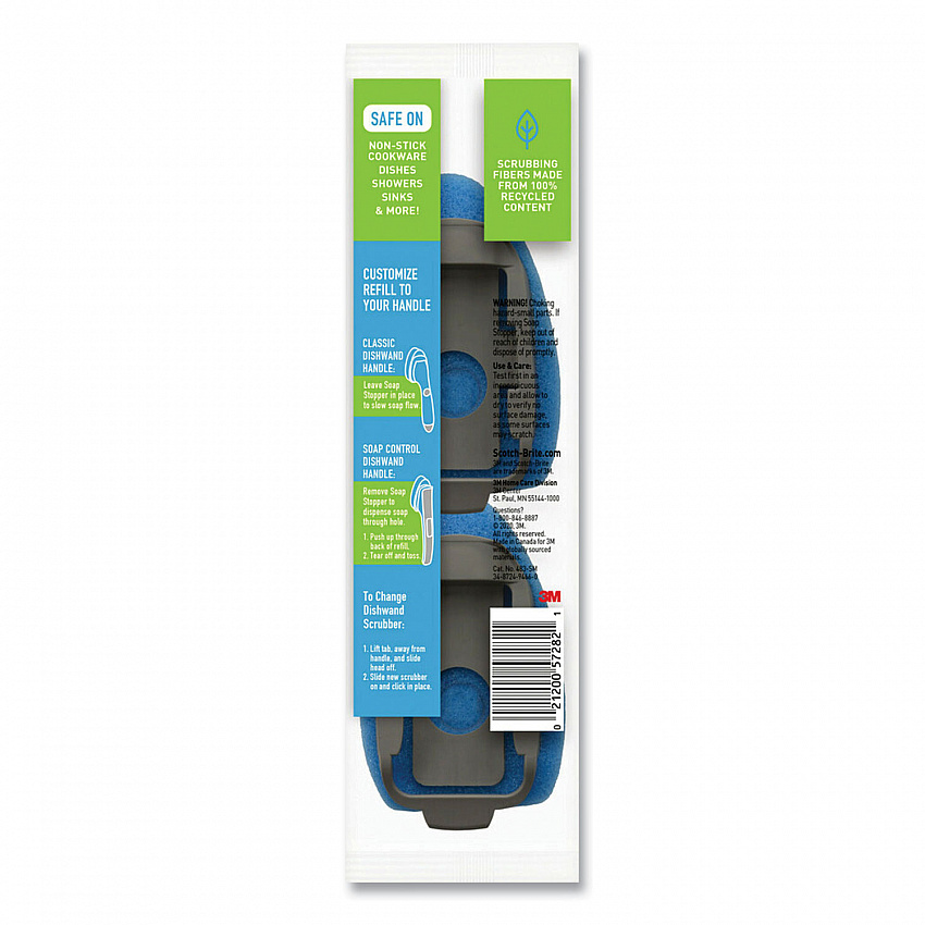 Non-Scratch Dishwand Refills, Blue, 2/Pack (48312)
