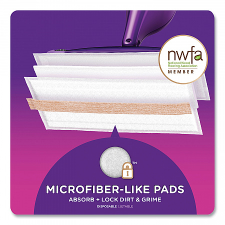 WetJet System Wood Mopping Pad, 5.4 x 11.3, White, 20/Pack (76563)
