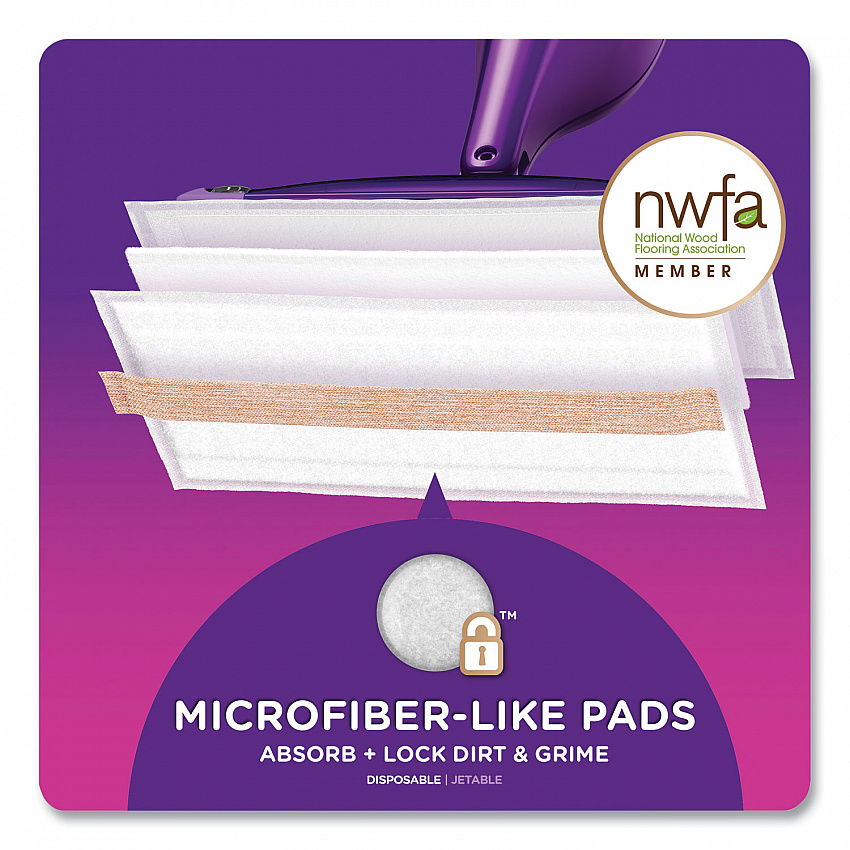 WetJet System Wood Mopping Pad, 5.4 x 11.3, White, 20/Pack (76563)