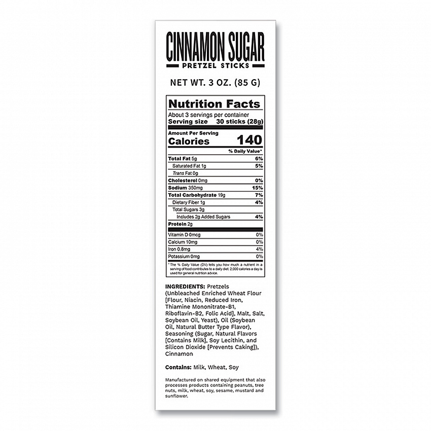 Cinnamon Sugar Pretzel Sticks, 3 oz Bag, 15/Carton (00583)