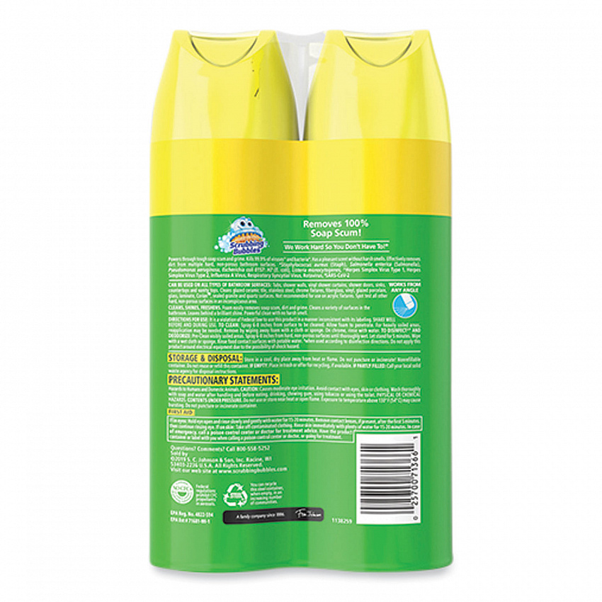 Bathroom Disinfectant Grime Fighter Aerosol, Citrus Scent, 20 oz Aerosol Spray, 2/Pack (306381)