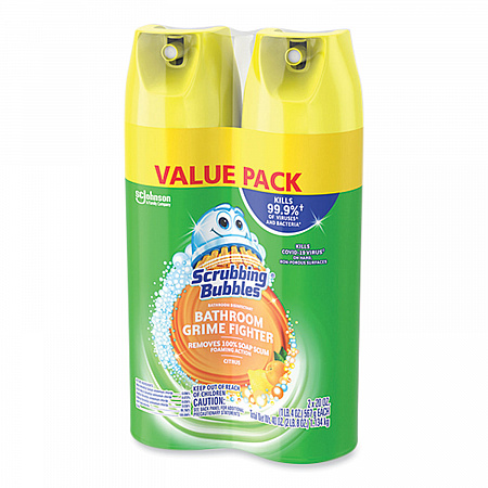 Bathroom Disinfectant Grime Fighter Aerosol, Citrus Scent, 20 oz Aerosol Spray, 2/Pack (306381)