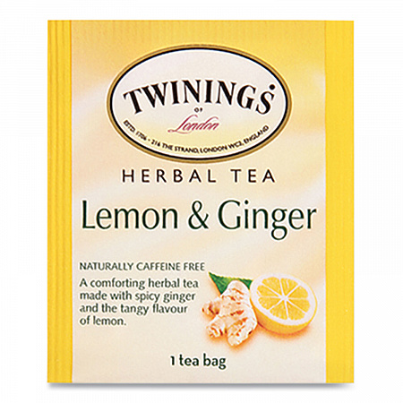 Tea Bags, Lemon and Ginger, 2.65 oz, 50/Box (53653)