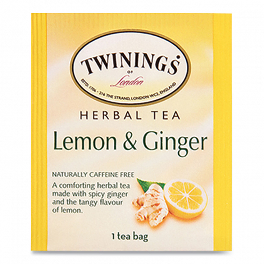 Tea Bags, Lemon and Ginger, 2.65 oz, 50/Box (53653)