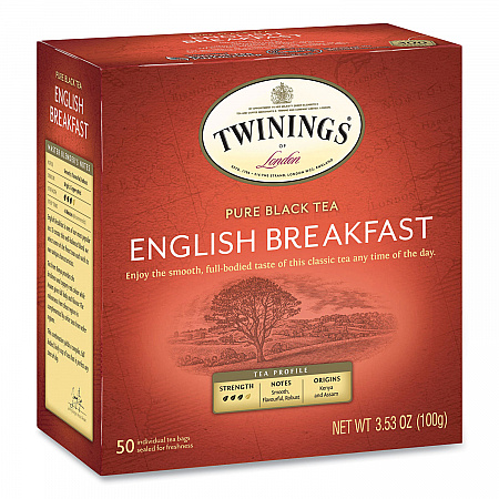 Tea Bags, English Breakfast, 3.53 oz, 50/Box (78221)