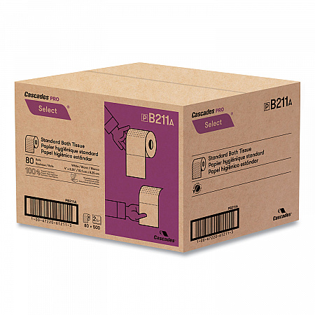 Select Standard Bath Tissue, Septic Safe, 2-Ply, White, 500 Sheets/Roll,  80 Rolls/Carton (B211)