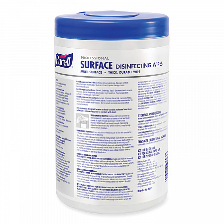 Professional Surface Disinfecting Wipes, 1-Ply, 7 x 8, Fresh Citrus, White, 110/Canister, 6 Canisters/Carton (934206CT)