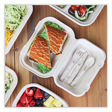 Fiber Hinged Takeout Containers, Hoagie Box, 9.2 x 6.4 x 3.1, Natural, Paper, 500/Carton (TOSCUHBLFP)
