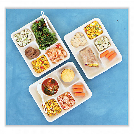 Fiber Foodservice Trays, 5 Compartments, 8.5 x 10.24 x 1.01, Natural, Paper, 400/Carton (TRSC5CLFS)