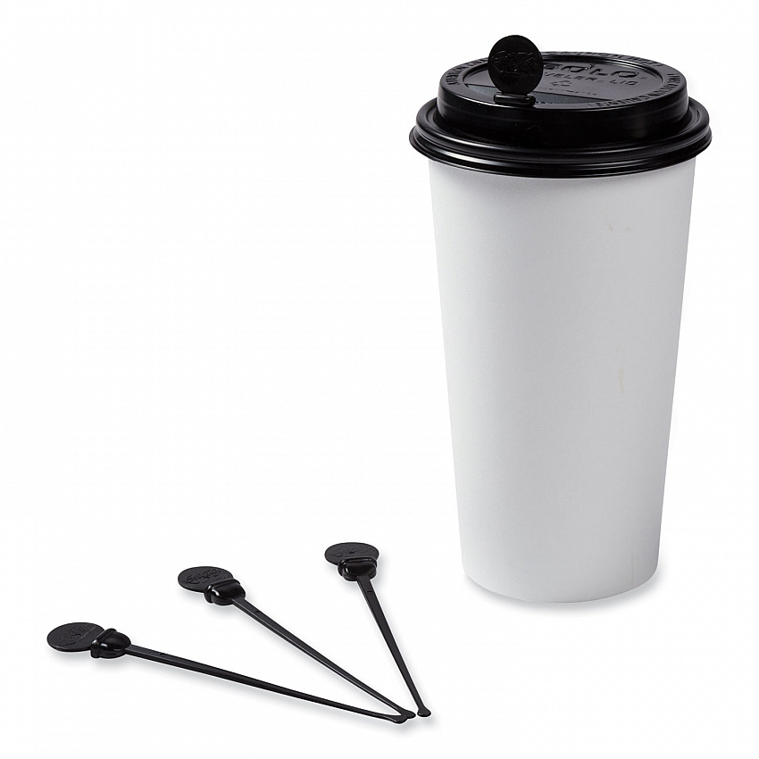 Beverage Plugs, 4.75", Black, 2,000/Carton (STIRSTIXBK)