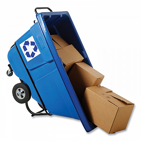 BRUTE Rotomolded Recycling Tilt Truck, 101 gal, 850 lb Capacity, Plastic/Steel Frame, Blue (130573BLU)