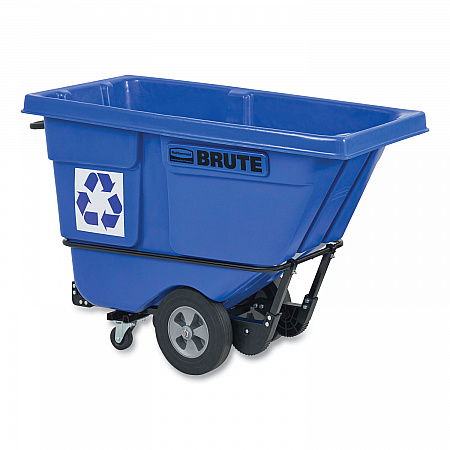 BRUTE Rotomolded Recycling Tilt Truck, 1 cu yd, 1,250 lb Capacity, Plastic/Steel Frame, Blue (2089826)