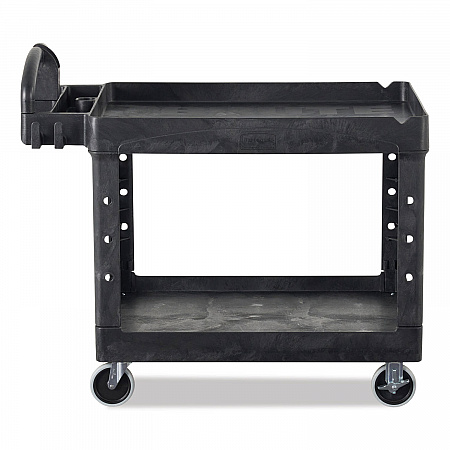 BRUTE Heavy-Duty Utility Cart with Lipped Shelves, Plastic, 2 Shelves, 750 lb Capacity, 26