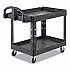 BRUTE Heavy-Duty Utility Cart with Lipped Shelves, Plastic, 2 Shelves, 750 lb Capacity, 26