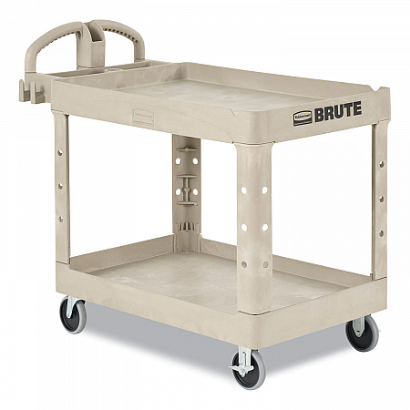 BRUTE Heavy-Duty Utility Cart with Lipped Shelves, Plastic, 2 Shelves, 500 lb Capacity, 17.13