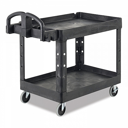 BRUTE Heavy-Duty Utility Cart with Lipped Shelves, Plastic, 2 Shelves, 500 lb Capacity, 17.13