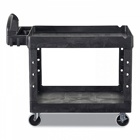 BRUTE Heavy-Duty Utility Cart with Lipped Shelves, Plastic, 2 Shelves, 500 lb Capacity, 25.88