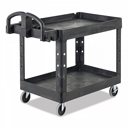 BRUTE Heavy-Duty Utility Cart with Lipped Shelves, Plastic, 2 Shelves, 500 lb Capacity, 25.88