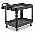 BRUTE Heavy-Duty Utility Cart with Lipped Shelves, Plastic, 2 Shelves, 500 lb Capacity, 25.88