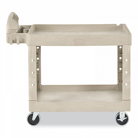BRUTE Heavy-Duty Utility Cart with Lipped Shelves, Plastic, 2 Shelves, 500 lb Capacity, 25.9