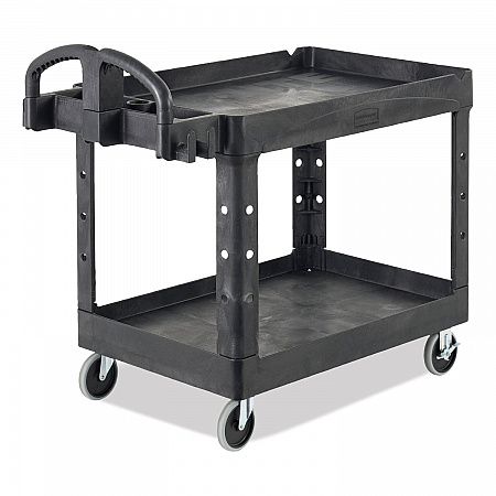 BRUTE Heavy-Duty Utility Cart with Lipped Shelves, Plastic, 2 Shelves, 500 lb Capacity, 25.9