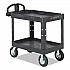 BRUTE Heavy-Duty Utility Cart with Lipped Shelves, Plastic, 2 Shelves, 500 lb Capacity, 25.9
