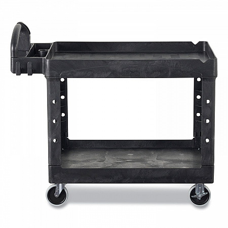BRUTE Heavy-Duty Utility Cart with Lipped Shelves, Plastic, 2 Shelves, 750 lb Capacity, 25.25