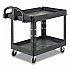 BRUTE Heavy-Duty Utility Cart with Lipped Shelves, Plastic, 2 Shelves, 750 lb Capacity, 25.25