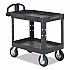 BRUTE Heavy-Duty Utility Cart with Lipped Shelves, Plastic, 2 Shelves, 750 lb Capacity, 25.25