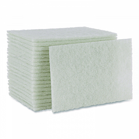 Light-Duty Scouring Pad, 6 x 9, White, 20/Carton (198)
