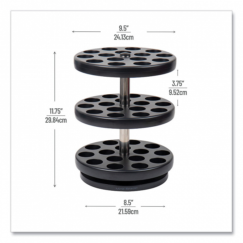 Anchor Collection 3-Tier Single Serve Pod Carousel Countertop Organizer, 9.5 x 9.5 x 11.75, Black (PODSUS45BLK)