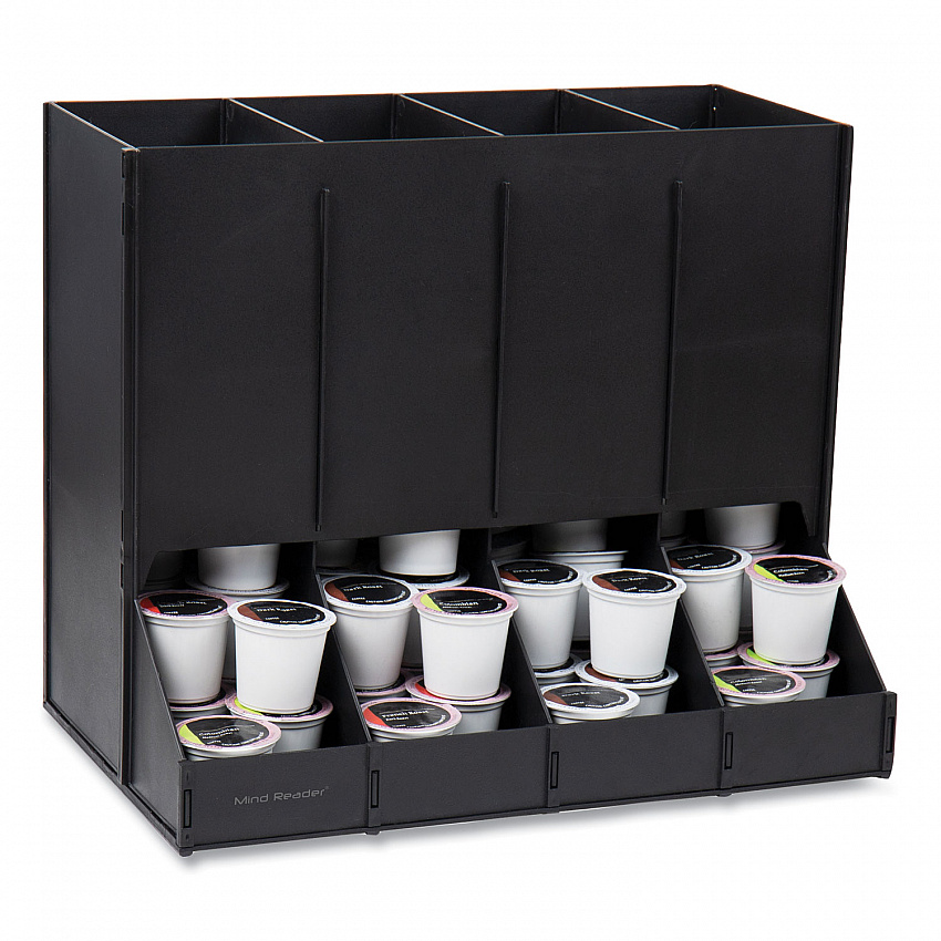 Anchor Collection 4-Compartment Single Serve Pod Countertop Dispenser, 14.25 x 9 x 12.15, Black (CPODBKBLK)