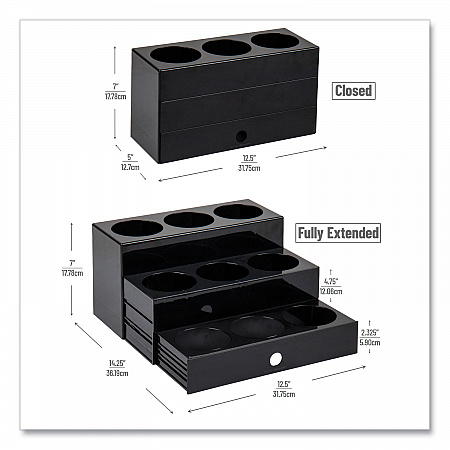 Mind Reader Foundation Collection 9-Compartment Nested Syrup Countertop Bottle Organizer, 12.5 x 5 x 7, Black (SYRUPH9BLK)